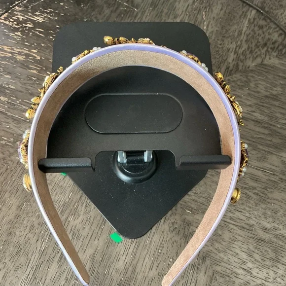 Chunky, Elegant Lavender Purple Embellished Bejeweled Headband - Picture 2 of 2